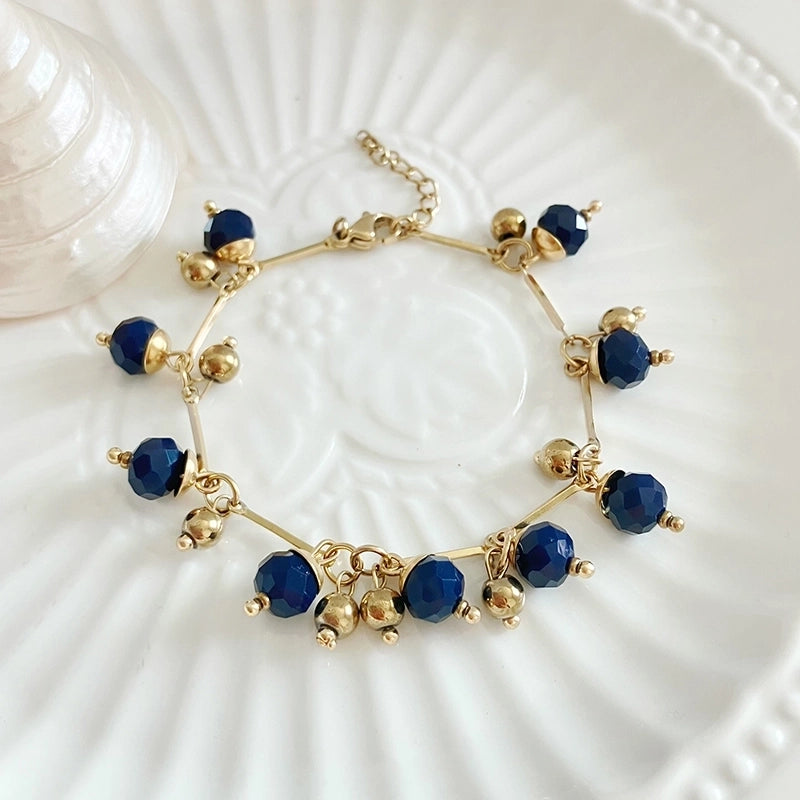 Elegant Streetwear Round 14K Gold Plated 304 Stainless Steel Artificial Crystal Bracelets