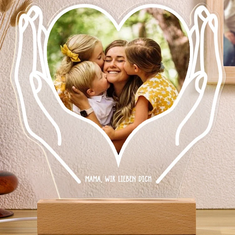 Kettenmachen Personalisierte Text & Foto Herz Hand Nachtlicht für Paare