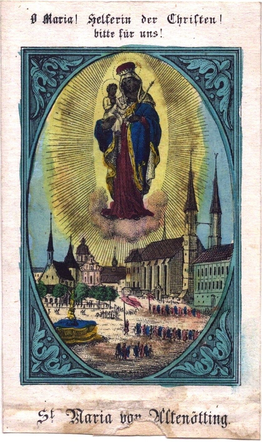 Holy Mary From Alt?tting Old Devotional Picture Holy Icon Coloured (O-5801