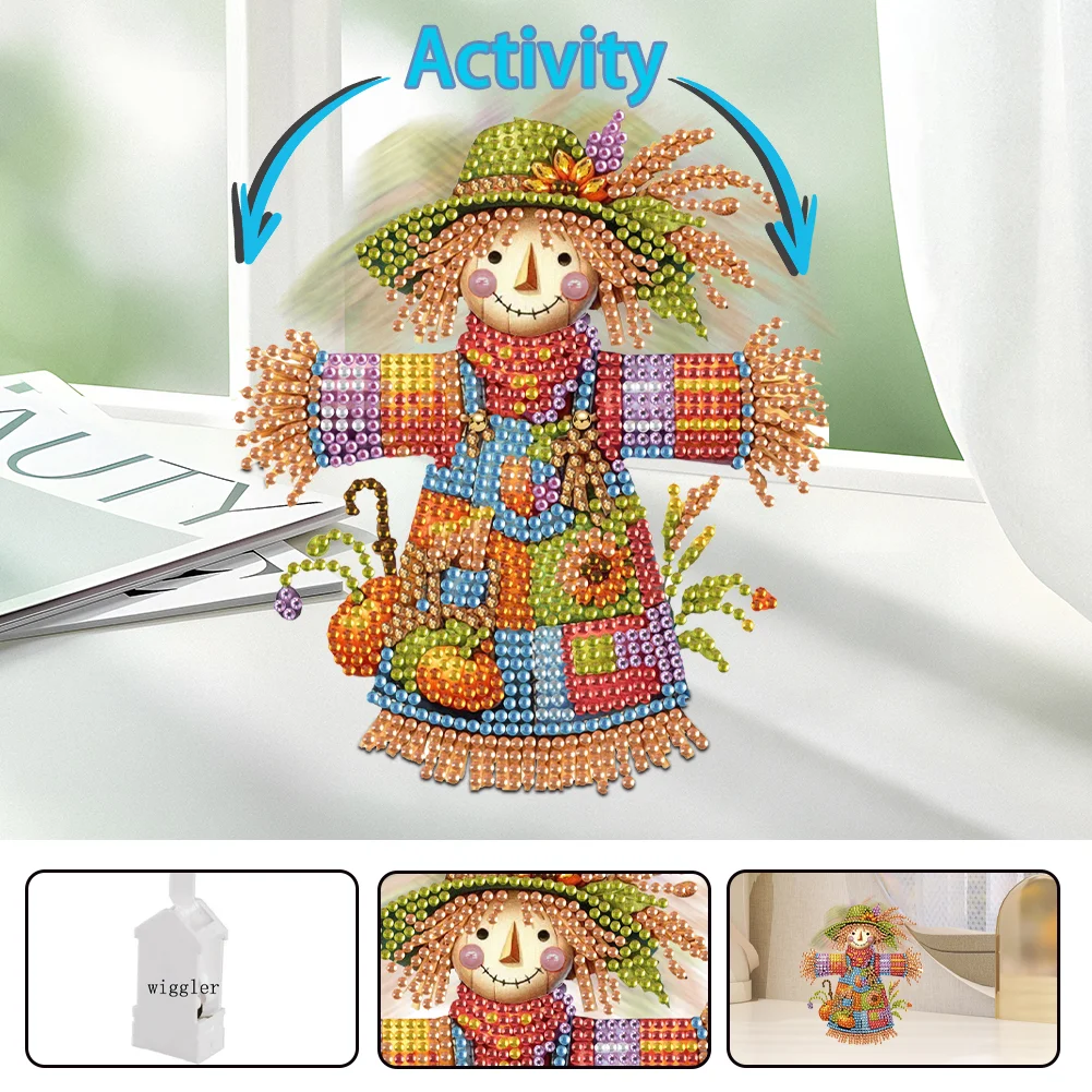 2D Flat Scarecrow DIY Shaking Head Diamond Painting Desktop Decorations