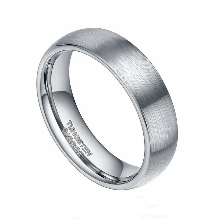 6mm & 8mm Domed Brushed Silver Tungsten Couples Rings