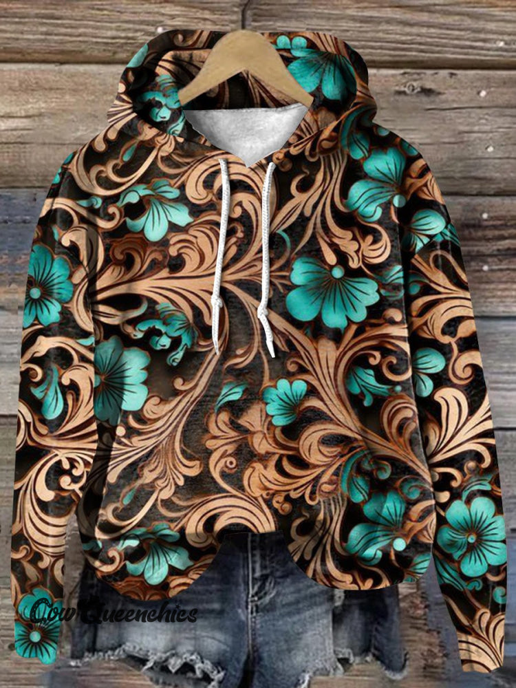 Retro Flowers Art Print Casual Hoodie Sweatshirt Multicolor / S