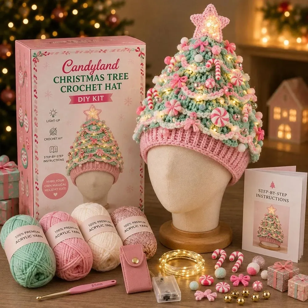 Candyland crochet tree hat