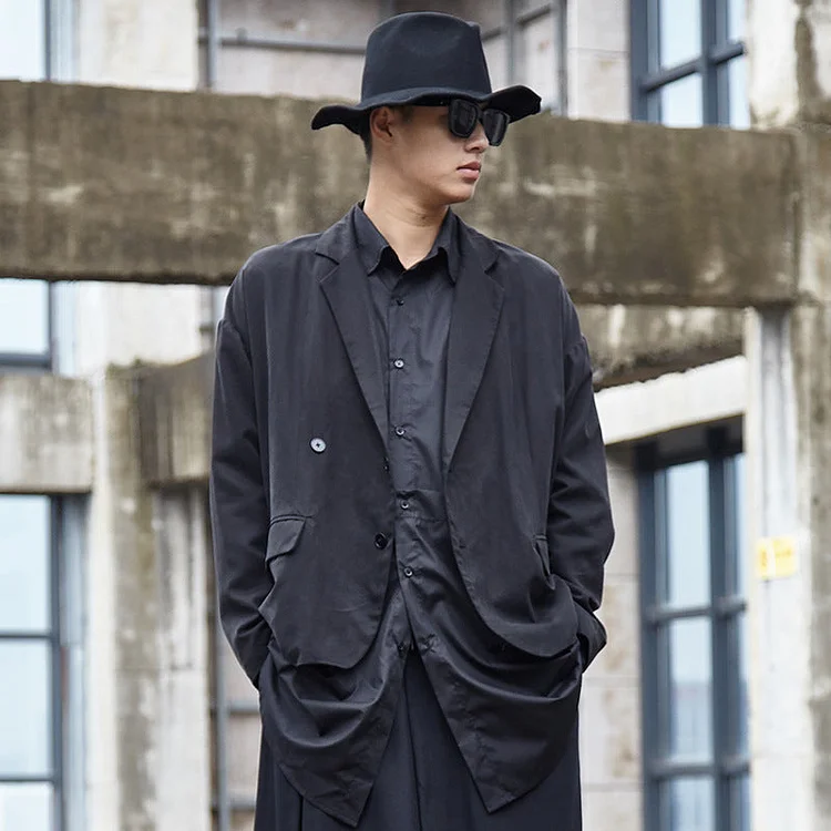 Japanese Dark Style Wide Version Drop Shoulder Blazer Jackets-dark style-men's clothing-halloween