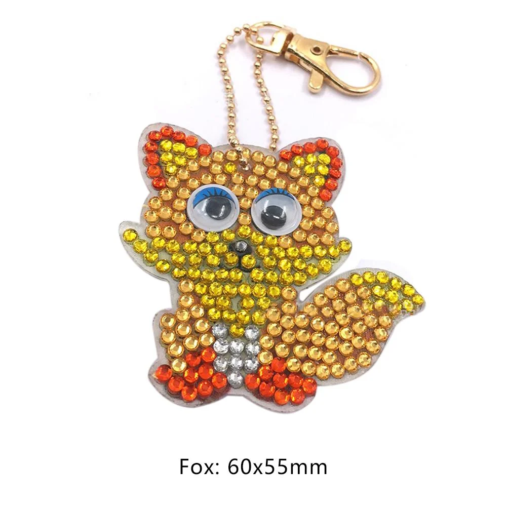 DIY Keychain Hand Made Diamond Painting Full Drill Pendants Art Crafts (Fox)