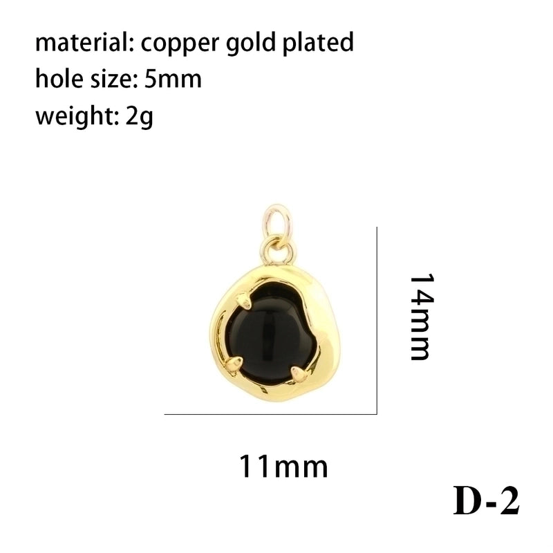 Minimalist Oval Water Droplets Heart Shape Stone Copper Plating Inlay Zircon 18k Gold Plated Charms