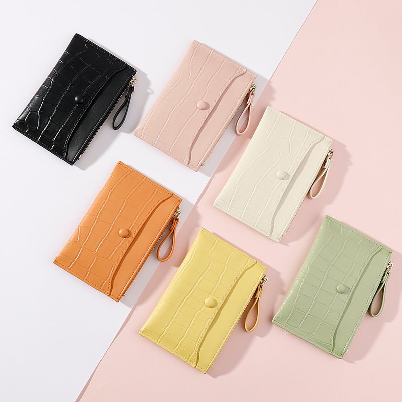 Brand Stone Pattern Mini Women Card Holder Cute Credit ID Card Holders Zipper Slim Wallet Case PU Leather Change Coin Purse Girl US Mall Lifes