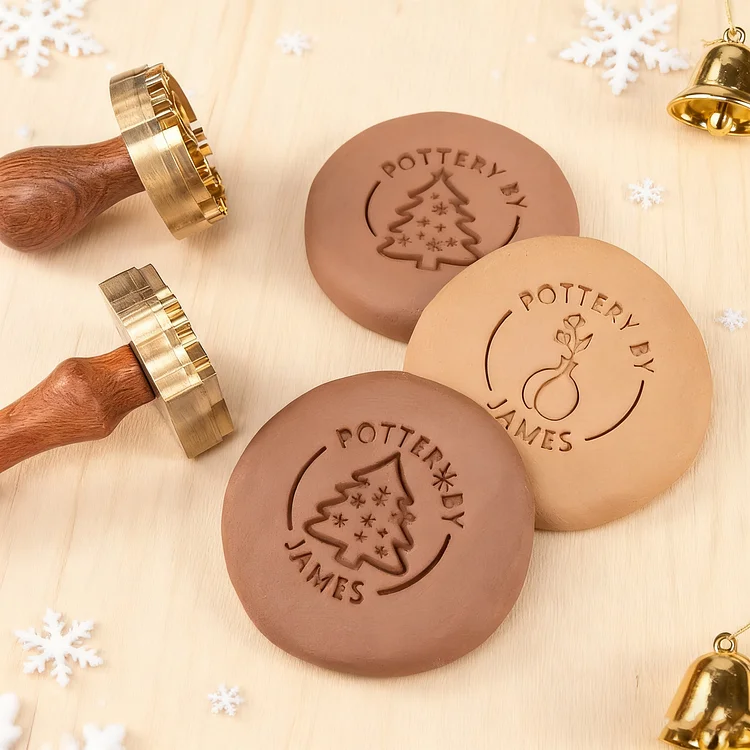 Custom Pottery Stamp for Clay Christmas Gift Personalized Logo Clay Stamp with Your Design, Letter Ceramic Stamps for Pottery Clay to Create Unique Imprints, Clay Potters Lovers Gifts, Polymer Clay Tools 