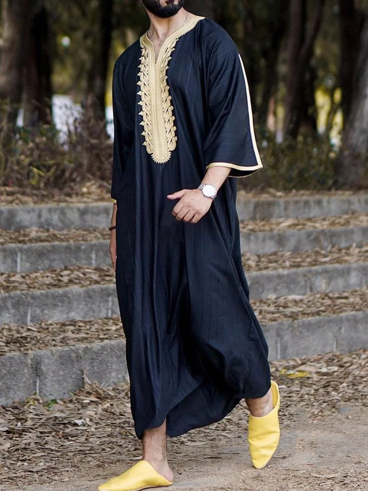 Muslim Black Ethnic Style Long Shirt Robe