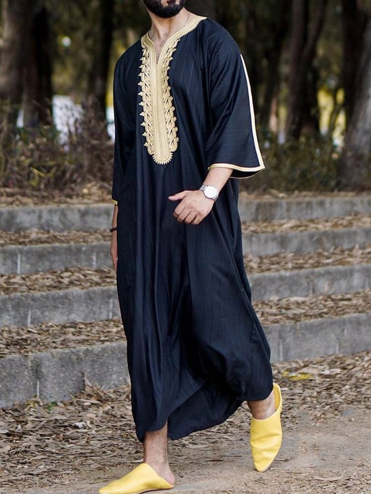 Muslim Black Ethnic Style Long Shirt Robe