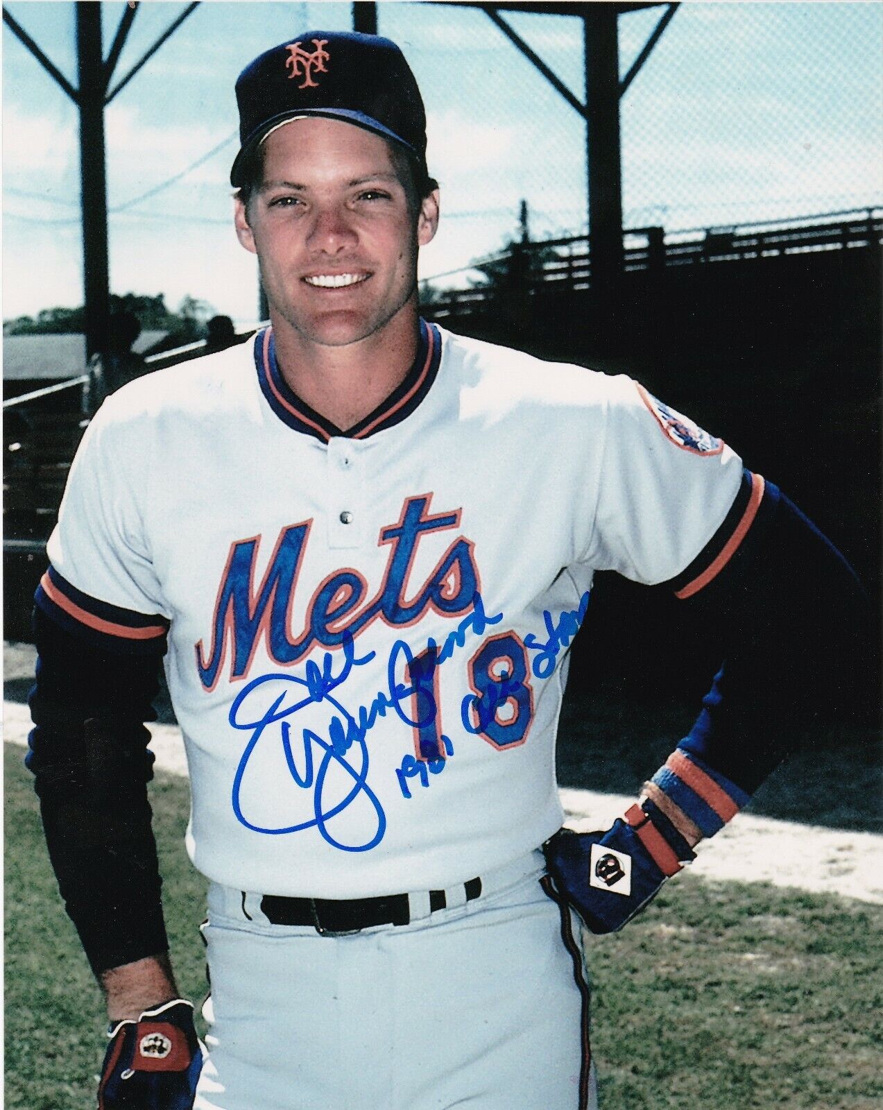 JOEL YOUNGBLOOD NEW YORK METS 1981 ALL STAR ACTION SIGNED 8x10