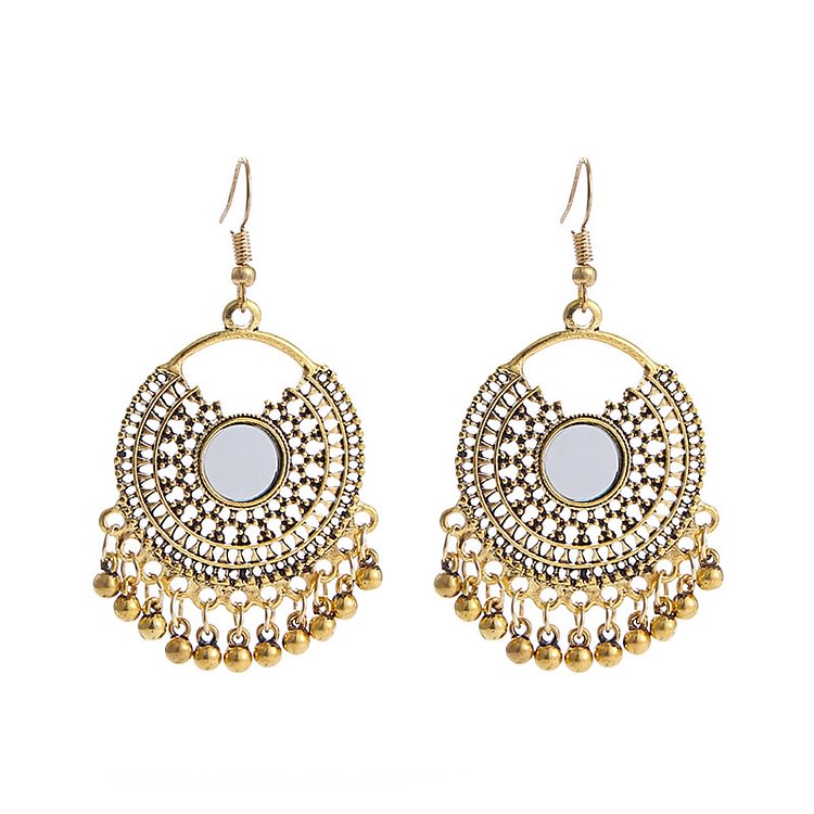 Beaded Fringe Disc Earrings