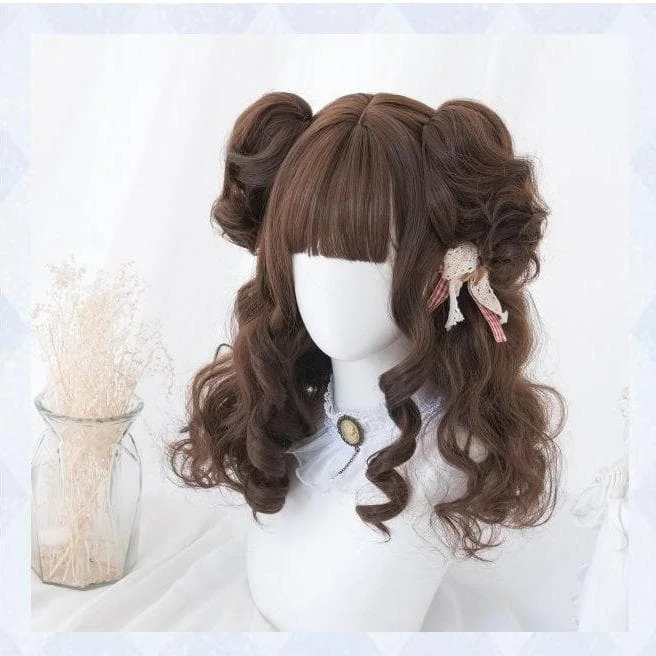 Brown Short Curly Bun "Daydream Girl" Lolita Wig SP15489