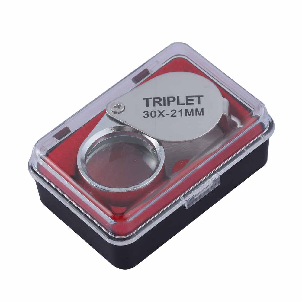 Likron Watches Foldable Triplet Jewelers Loupe Magnifier 10X20X30X Pocket Magnifying Glass for Jewelry