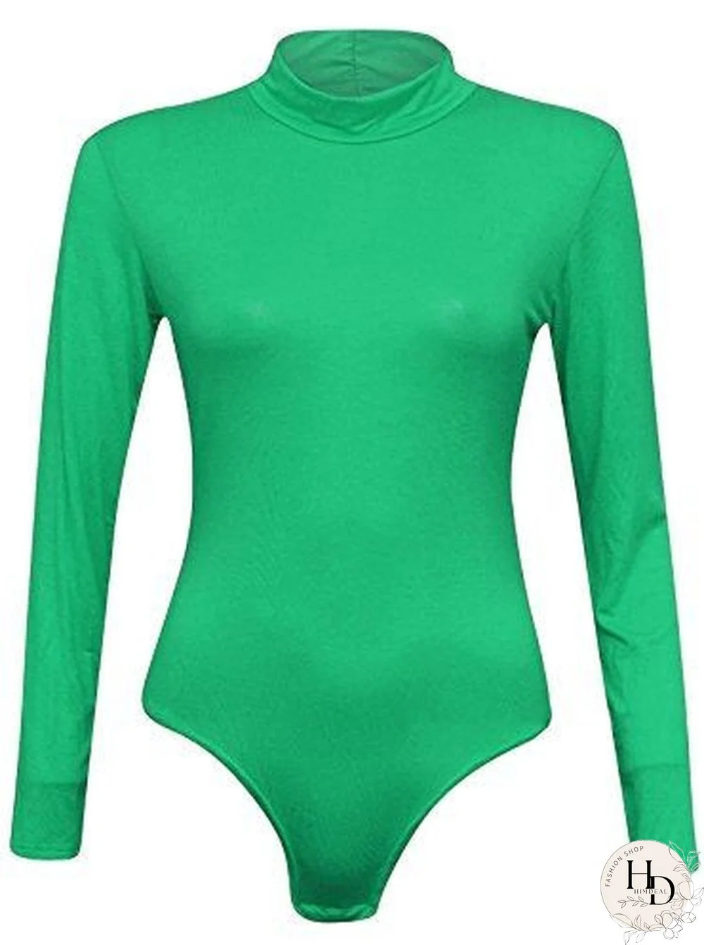 Re Tech UK Womens Ladies Long Sleeve Polo Turtle Neck Plain Stretch Bodysuit Leotard