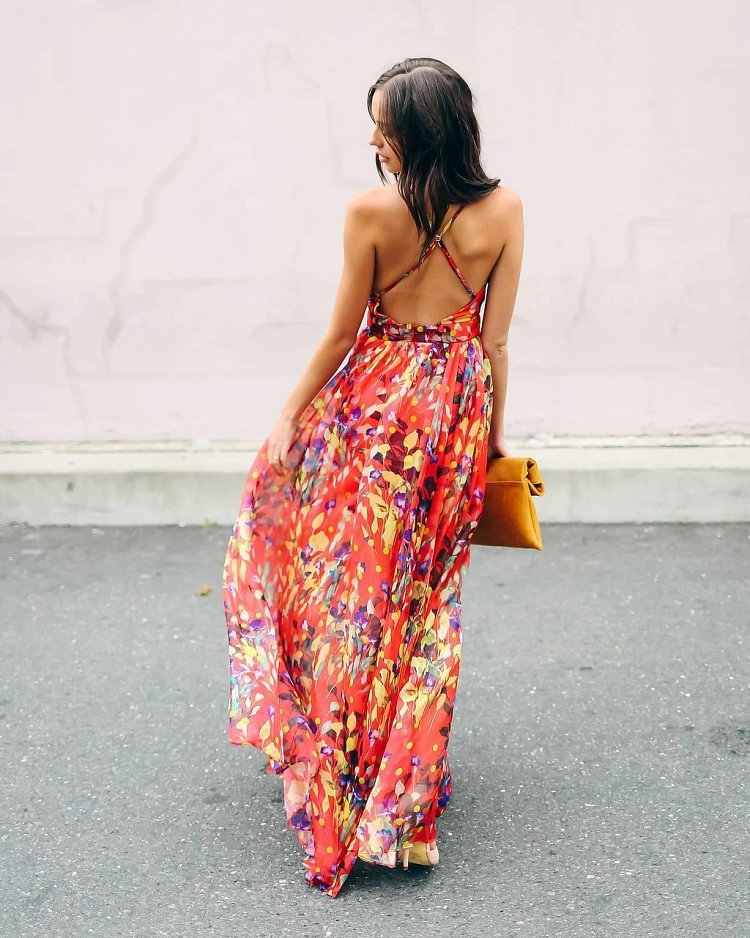 red mixed neon floral maxi dress Baltic Born Womens Palmer Tiered Maxi Dress | Multi Floral