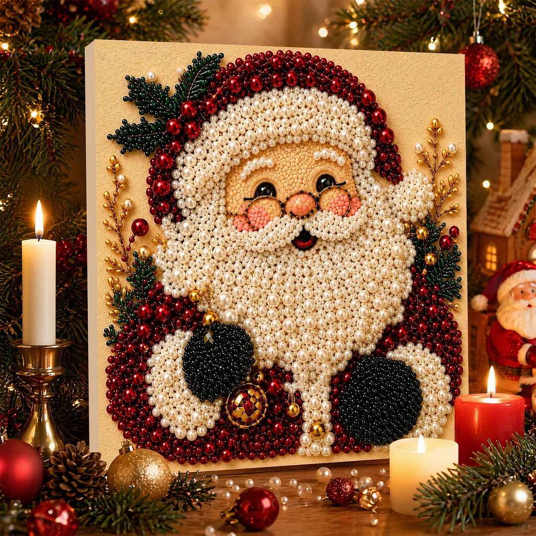 Pearl Painting Kit for Adults Framed Christmas Santa