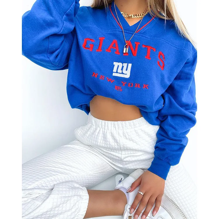New York Giants V-neck Pullover Sweatshirt