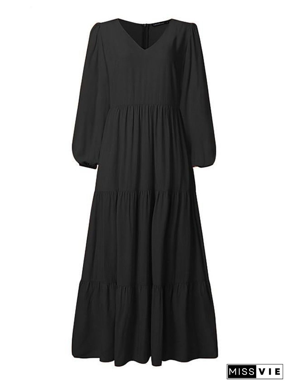 Women's Swing Dress Maxi Long Dress Long Sleeve Solid Color Patchwork Fall Casual Dress