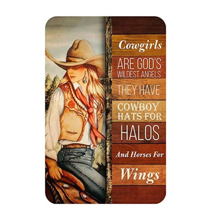 Cowgirl - enseigne vintage en étain - 7.9x11.8 & 11.8x15.7inch