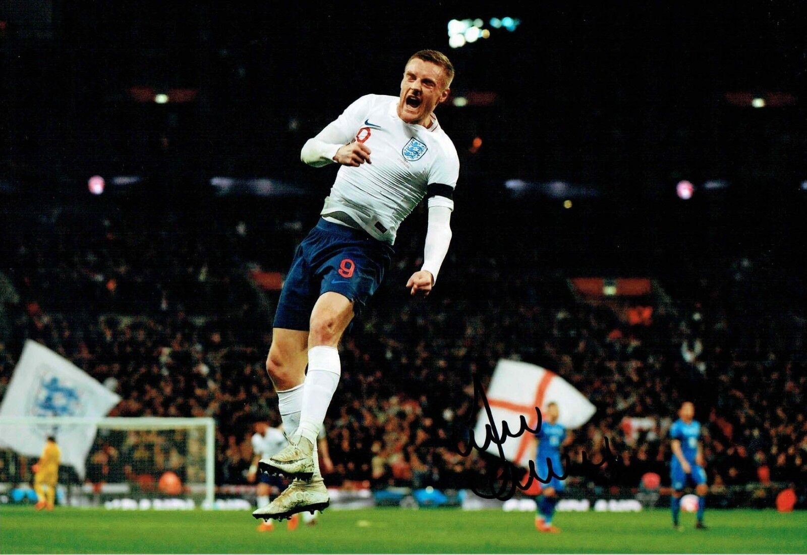 Jamie VARDY Signed Autograph 12x8 ENGLAND Photo Poster painting AFTAL COA Leicester City