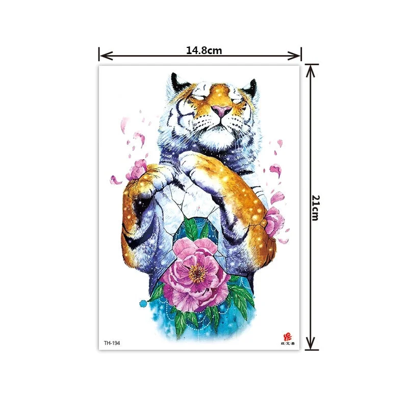 2021 New Plain Flower Arm Tattoo Sticker Flower Waterproof Tattoo Color Animal Tiger Tattoo Sticker