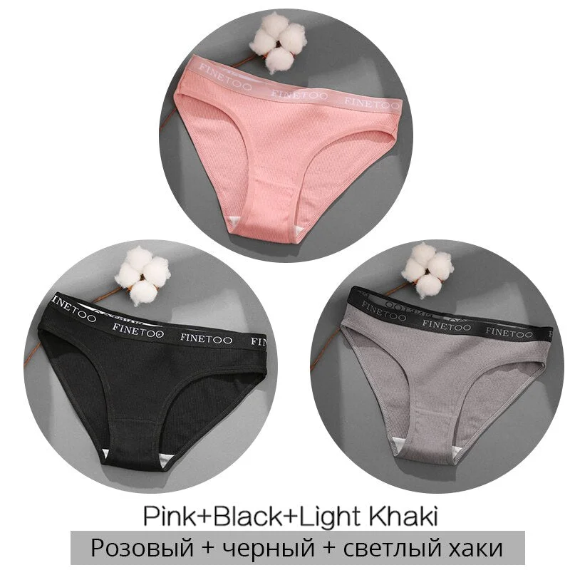 FINETOO Letter Cotton Panties Women M-2XL Lady Underpants Girls Briefs Fashion Cotton Underwear Soft Panty Female Lingerie 2020
