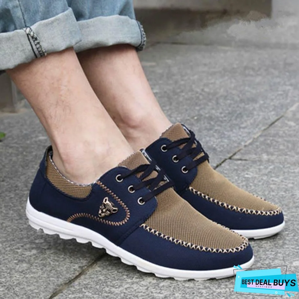 Men Leather Flats Lace-Up Driving Formal Casual Sneakers Shoes