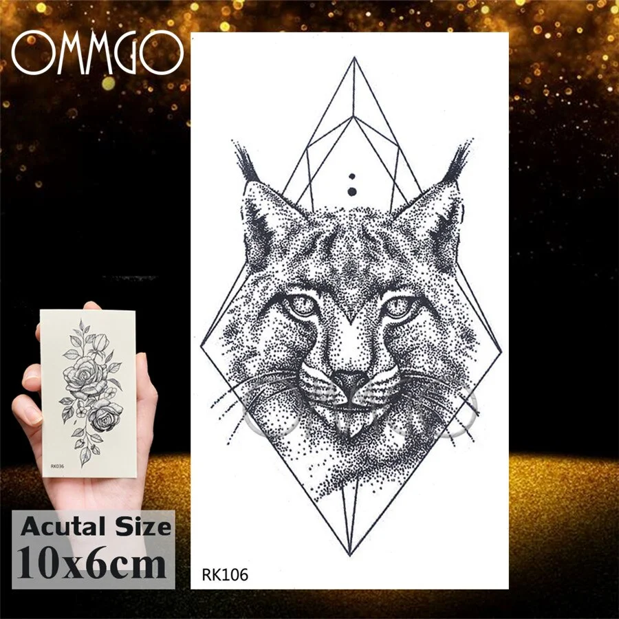 Sdrawing Doodle Tiger Flash Geometric Temporary Tattoos Sticker Diamond Fake Tatoos For Kids Boys Custom Tattoo Body Art
