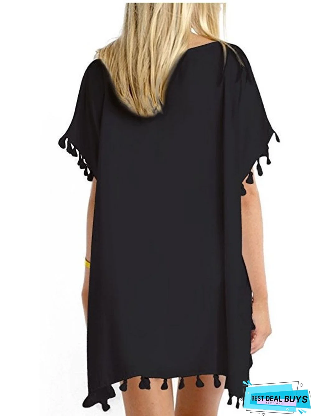 Round Neck Chiffon Tassel Dress Plus Size Loose Beach Blouse