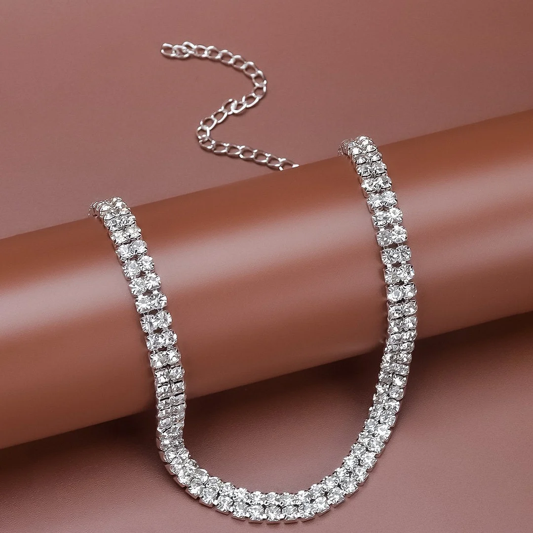Simple rhinestone luxury women necklace