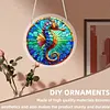 (25cm)DIY Acrylic Jigsaw Puzzle Window Hanging with Hanging Chain DIY Stained Glass Decoration Round Window Puzzle Decor for DIY Craft Project (Stained Glass Seahorse)