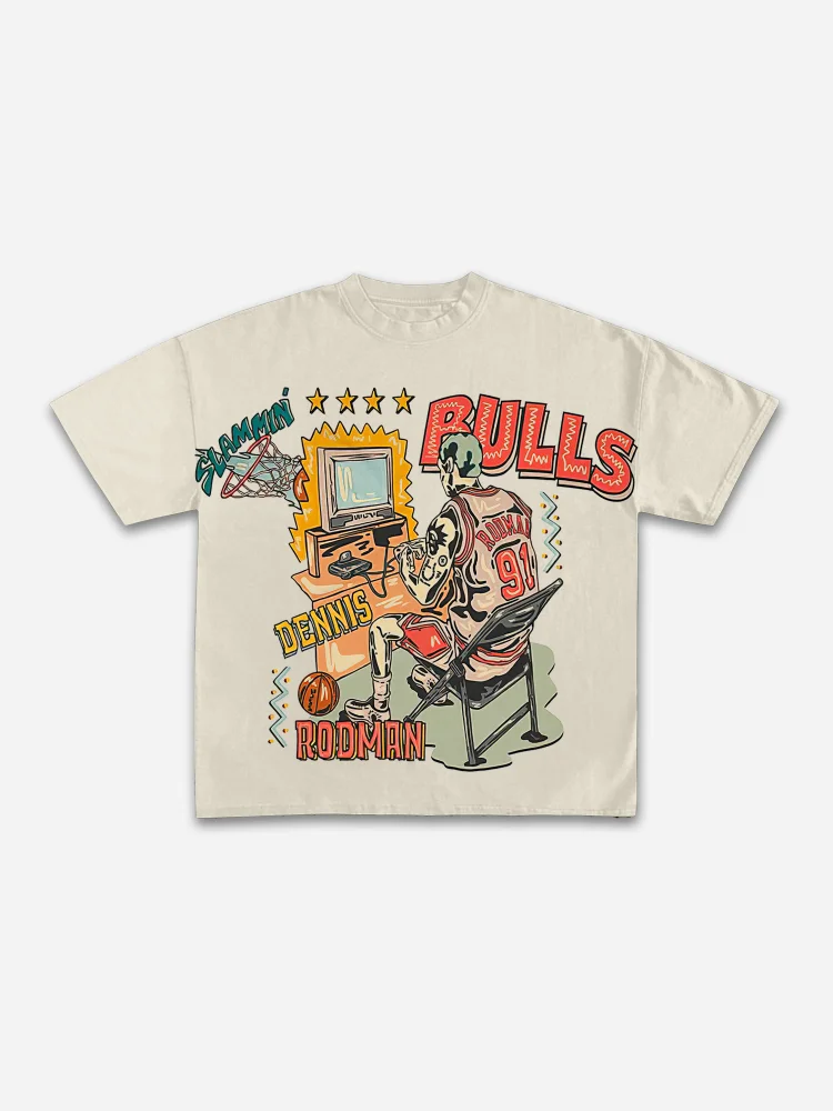 Simpfit Lässiges Street-Basketball-T-Shirt mit Vintage-Grafik