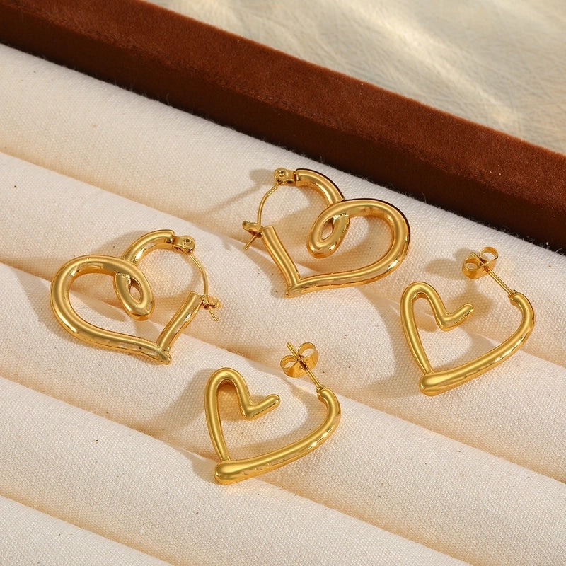 1 Pair Cute Basic Minimalist Irregular Heart Shape Plating 304 Stainless Steel 18K Gold Plated Earrings