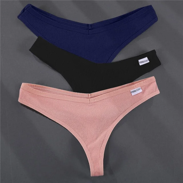 3PCS/Set G-string Panties Cotton Women's Underwear Sexy Panties Female Underpants Thong Solid Color Pantys Lingerie M-XL Design