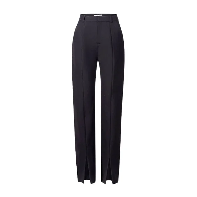 New Ladies Black Pencil split Casual Pants