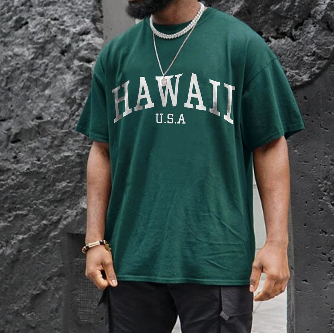 Men's Retro Hawaiian Casual T-shirt、、URBENIE