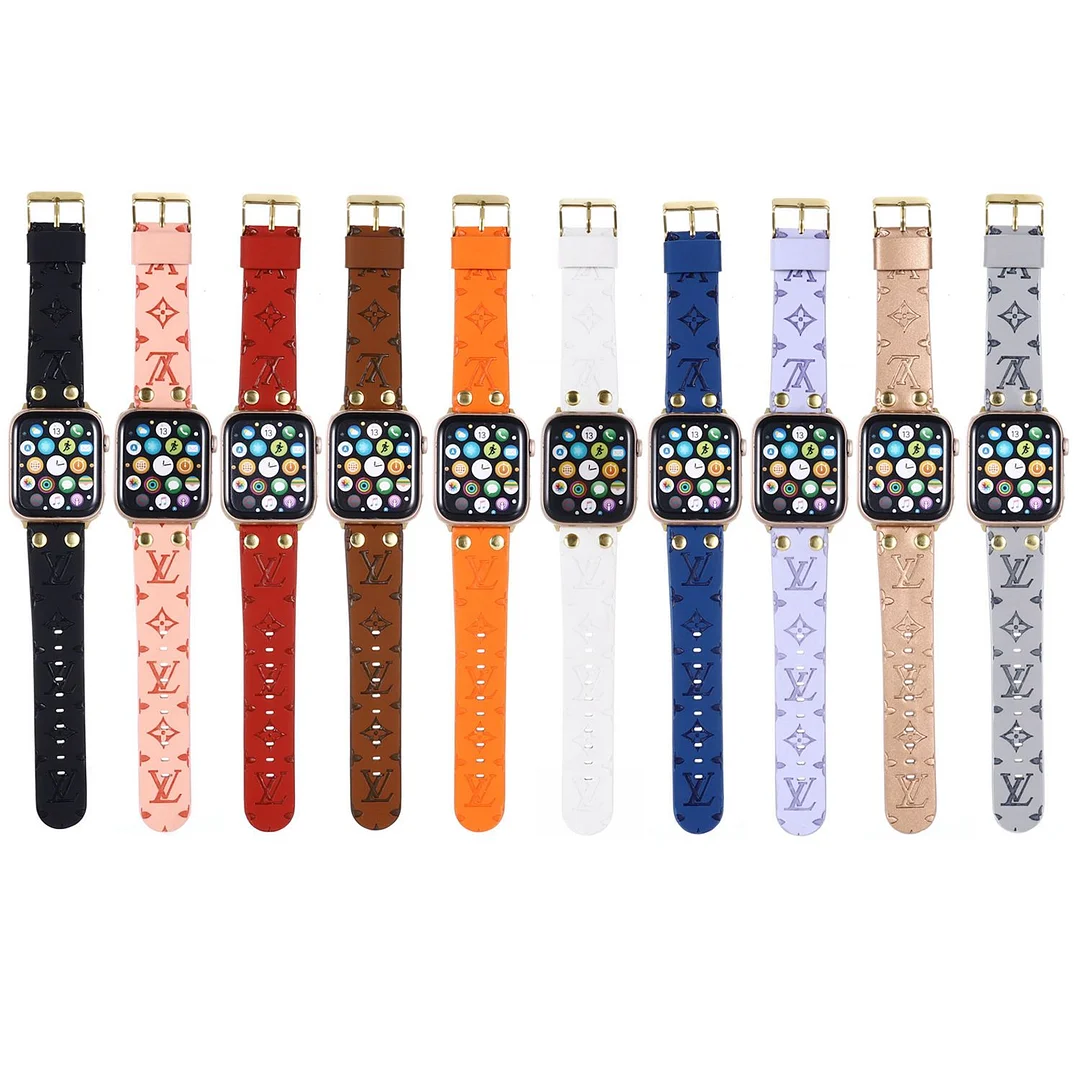 Retro Printed Silicone & Leather Apple Watch Band