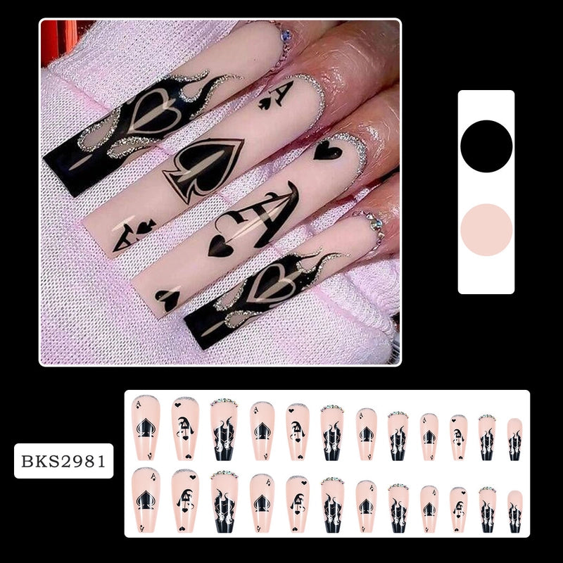 Retro Solid Color Star Starry Sky Leopard PVC Press-on Nails 1 Set