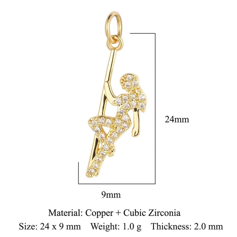 3 Pieces Copper Zircon 18K Gold Plated Pentagram Heart Shape