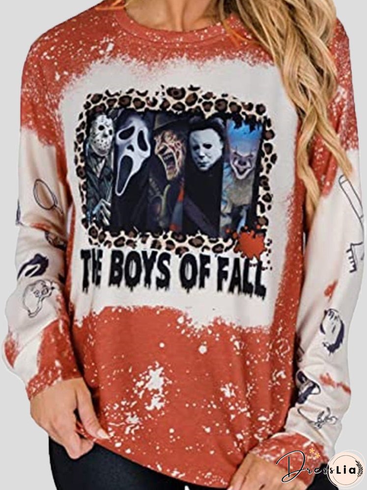 T-Shirts Printed Round Neck Long Sleeve Casual T-Shirt for Women