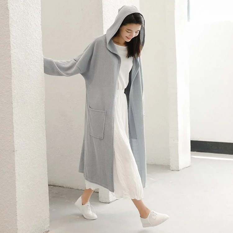 Long Hooded Knit Coat YP496