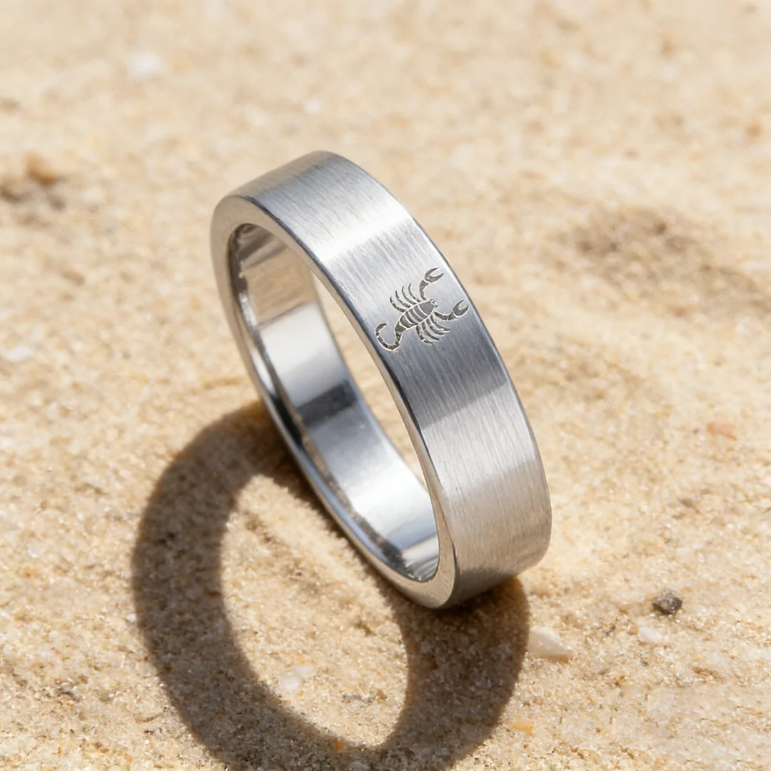 Wedding Fashion Sliver Scorpio Tungsten Ring and Flat Edge Comfort Fit for Men and Women 4MM 6MM 8MM Width