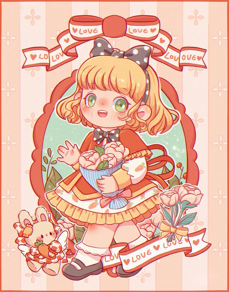 Cartoon Girl 11CT Stamped Cross Stitch 40*56CM