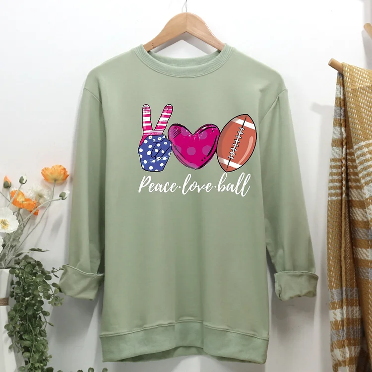 Peace love football Women Casual Sweatshirt-Annaletters