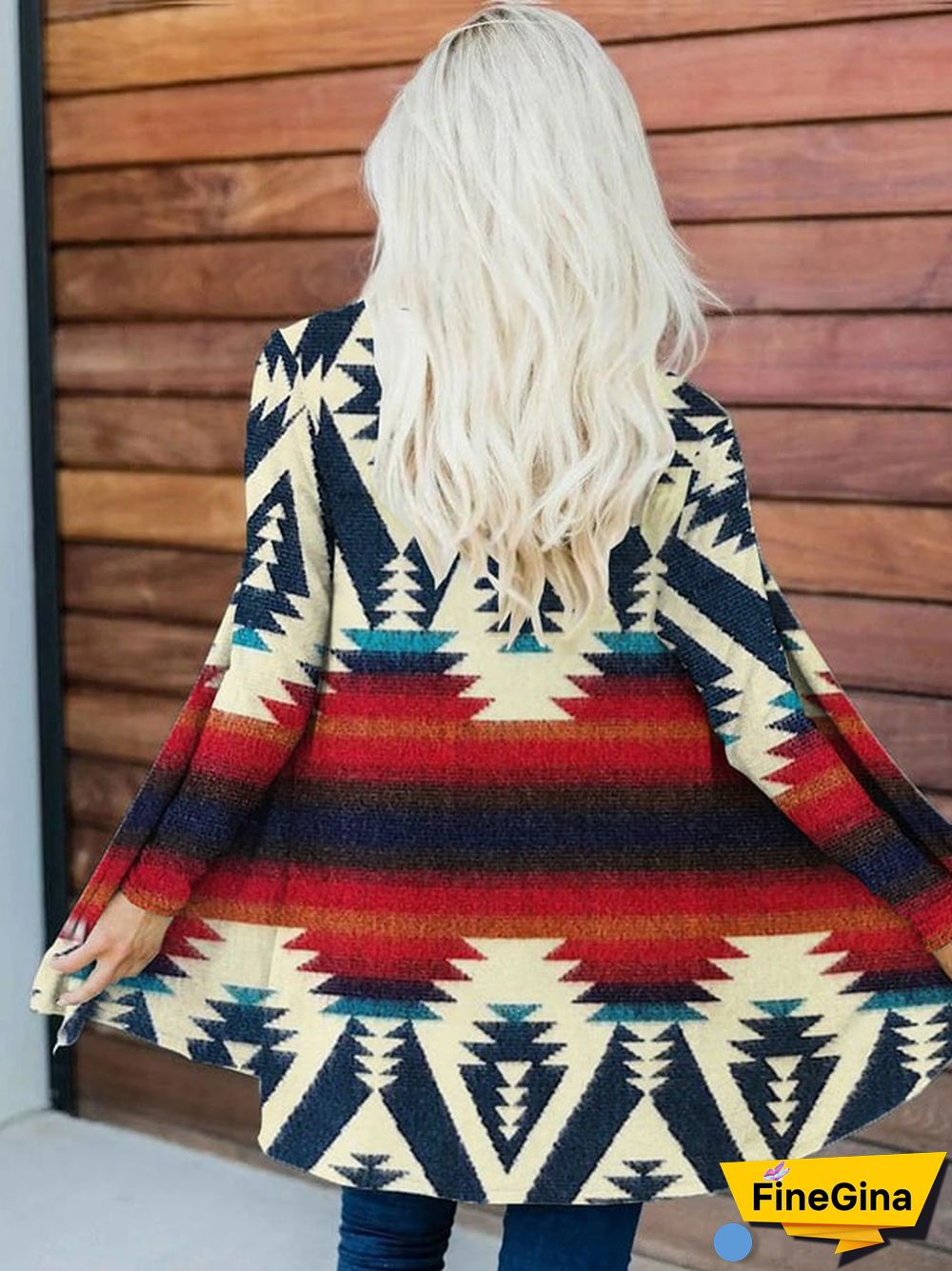 Retro Western Style Printed Loose Long Sleeve Cardigan