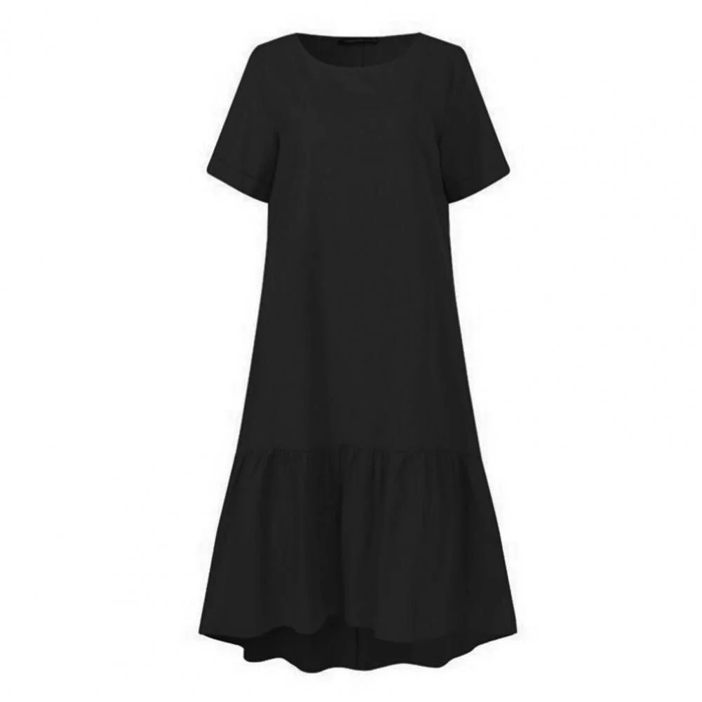 Women Mini Dress Polka Dot Short Sleeve Sundress Casual Kaftan Ruffles Loose Pockets O-Neck Party Dresses Robe boulders
