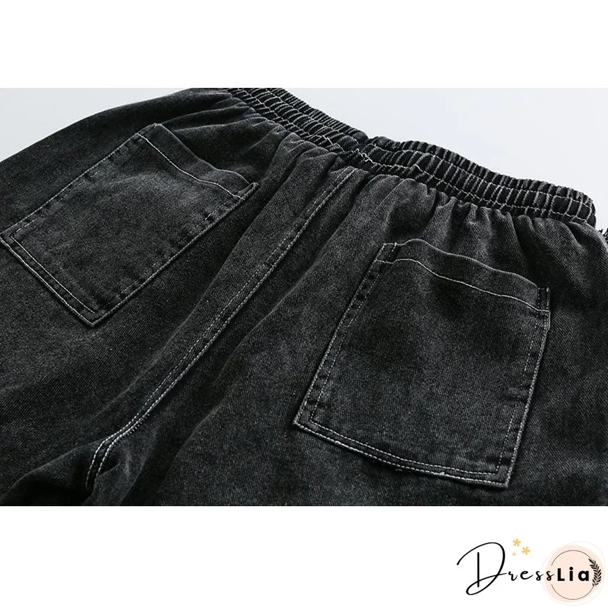 Ethnic Style Denim Patchwork Drawstring Shorts