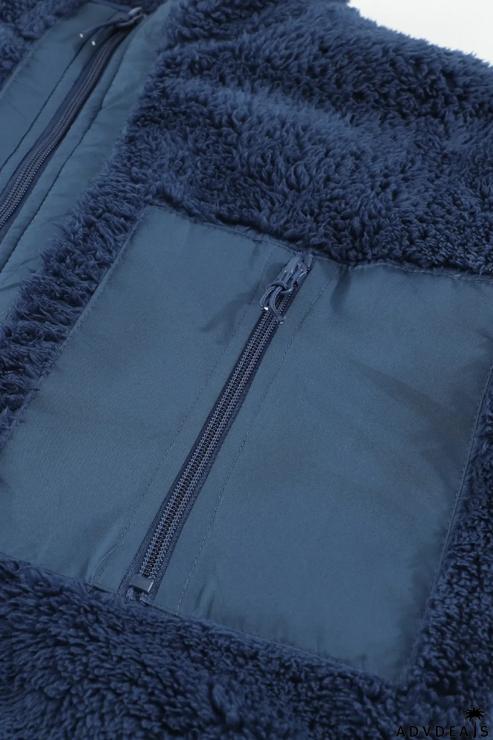 Zip Up Sherpa Coat With Pocket