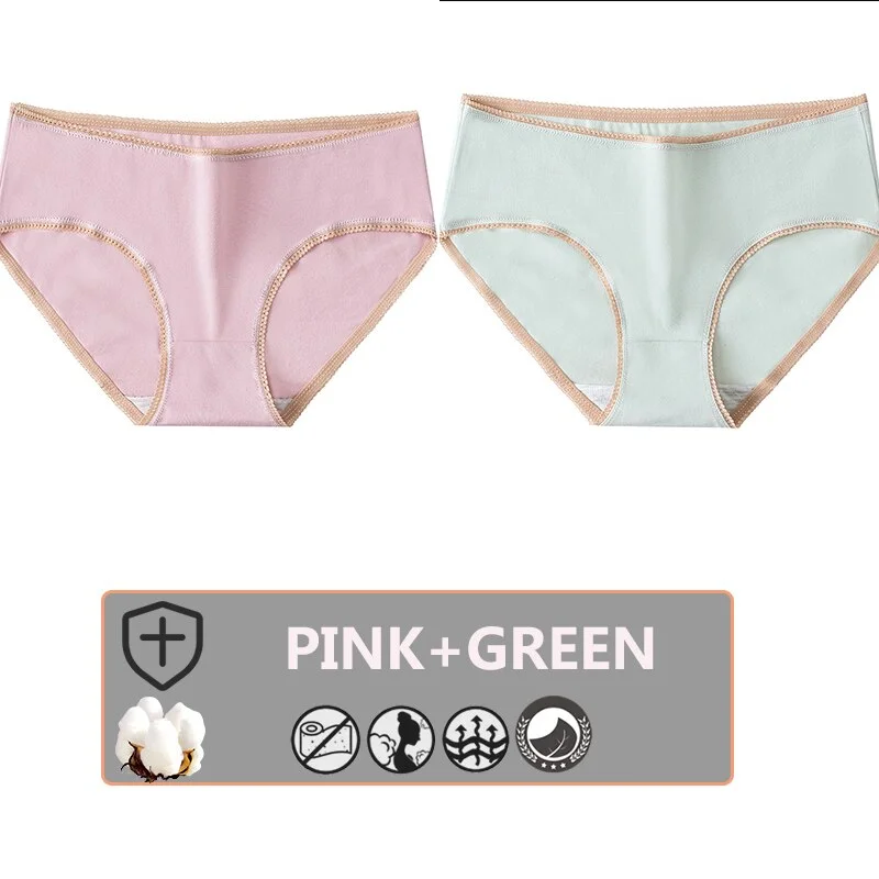 FINETOO 2PCS/Set Cotton Panties Women Sexy Underwear For Girl Lingerie Lady Cute 8 Solid Candy Colors Pantys Woman Female Briefs